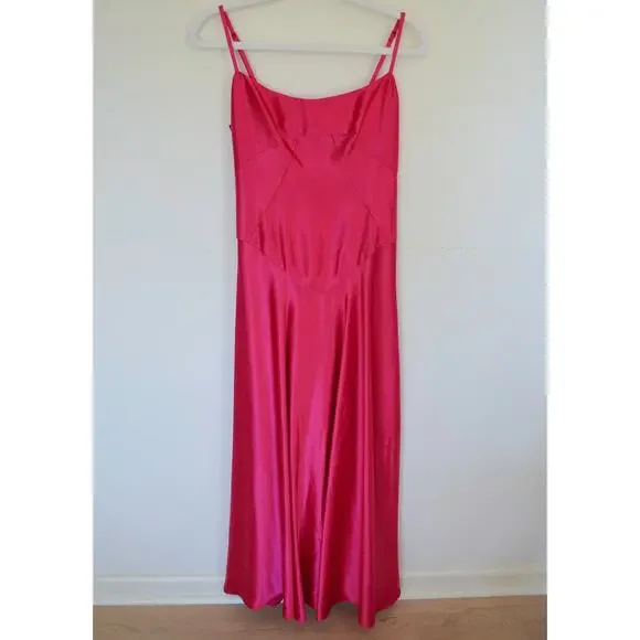 Anthropologie MARE MARE Emmy Satin Corset Lace Up Back Maxi Dress Pink - Picture 3 of 6
